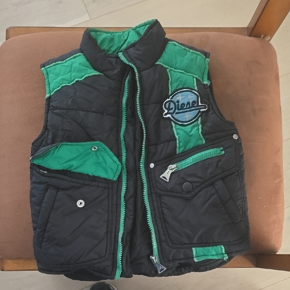Diesel Black and Green Quilted Vest